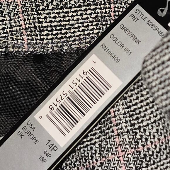 Tahari Grey and Pink Plaid Women's Career Academia Pants Size 14P‎ Petite New+ - Picture 9 of 12